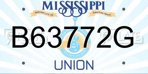 B63772G Mississippi License Plate