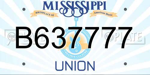 B637777 Mississippi License Plate