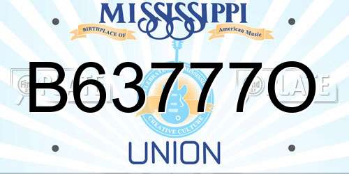 B63777O Mississippi License Plate