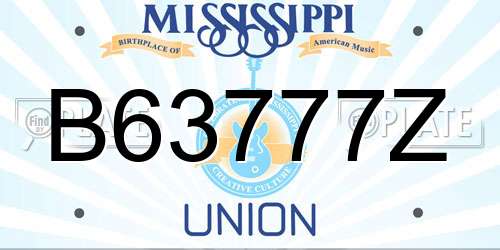 B63777Z Mississippi License Plate