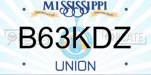 B63KDZ Mississippi License Plate