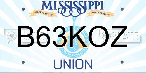 B63KOZ Mississippi License Plate