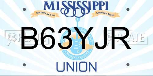 B63YJR Mississippi License Plate