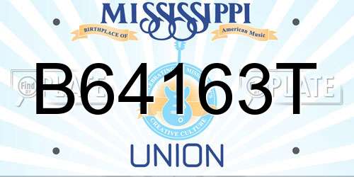B64163T Mississippi License Plate