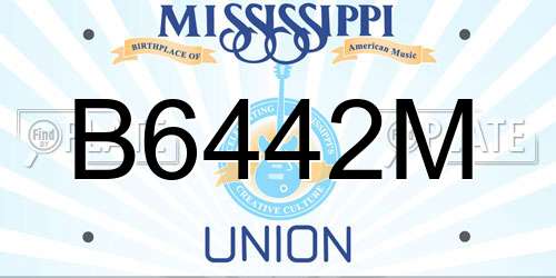 B6442M Mississippi License Plate