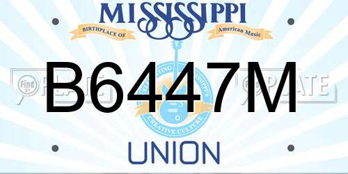 B6447M Mississippi License Plate