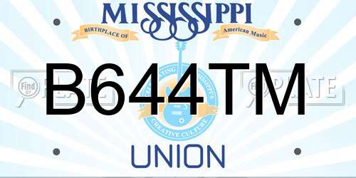 B644TM Mississippi License Plate