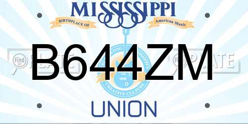 B644ZM Mississippi License Plate