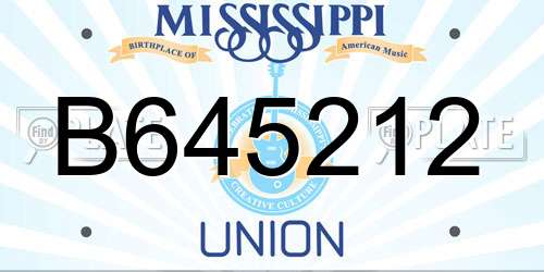 B645212 Mississippi License Plate
