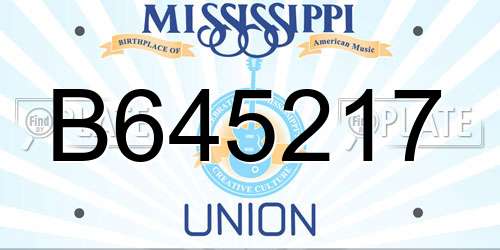 B645217 Mississippi License Plate