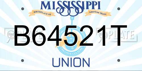 B64521T Mississippi License Plate