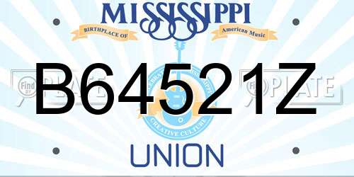 B64521Z Mississippi License Plate