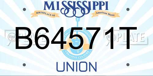B64571T Mississippi License Plate