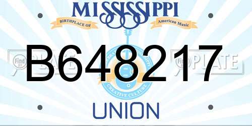 B648217 Mississippi License Plate