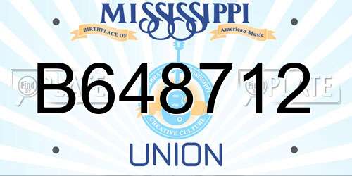 B648712 Mississippi License Plate