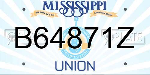 B64871Z Mississippi License Plate