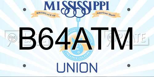 B64ATM Mississippi License Plate