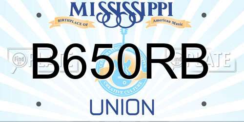 B650RB Mississippi License Plate