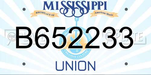 B652233 Mississippi License Plate
