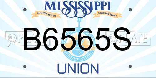 B6565S Mississippi License Plate