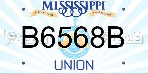 B6568B Mississippi License Plate