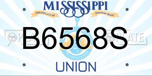 B6568S Mississippi License Plate