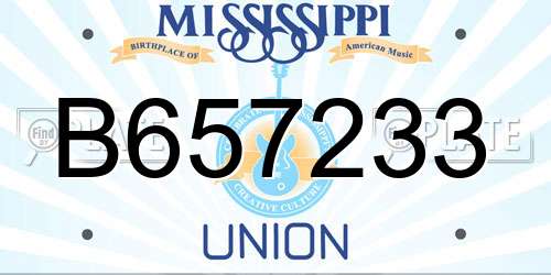 B657233 Mississippi License Plate