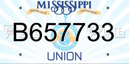 B657733 Mississippi License Plate