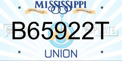 B65922T Mississippi License Plate