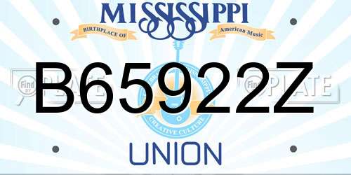 B65922Z Mississippi License Plate