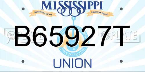 B65927T Mississippi License Plate