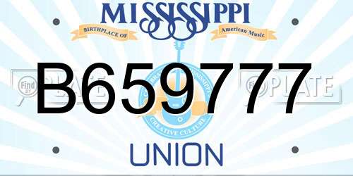 B659777 Mississippi License Plate