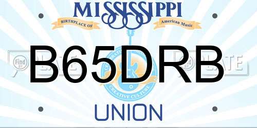 B65DRB Mississippi License Plate