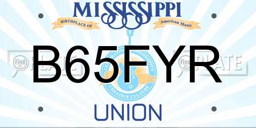 B65FYR Mississippi License Plate