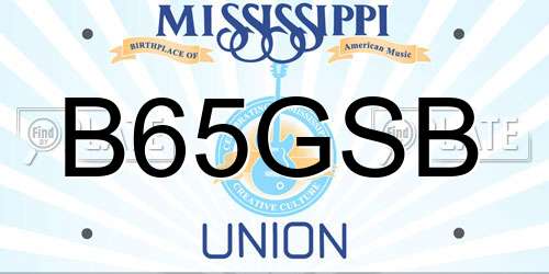B65GSB Mississippi License Plate