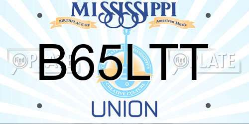 B65LTT Mississippi License Plate