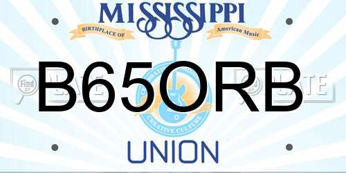 B65ORB Mississippi License Plate