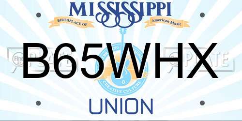 B65WHX Mississippi License Plate