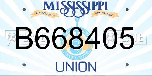 B668405 Mississippi License Plate