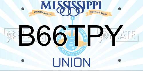 B66TPY Mississippi License Plate