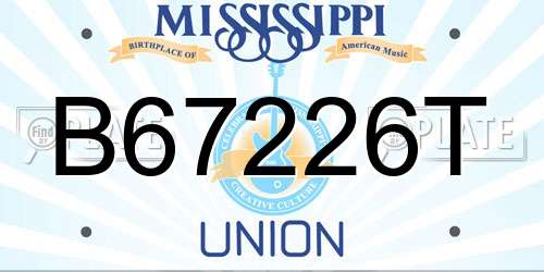 B67226T Mississippi License Plate