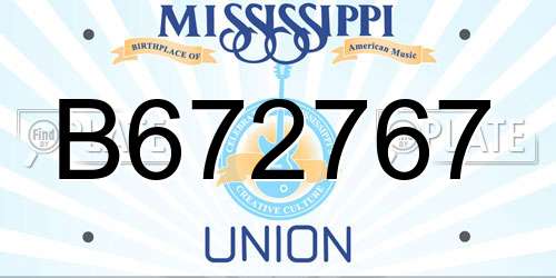 B672767 Mississippi License Plate