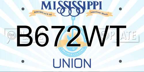 B672WT Mississippi License Plate