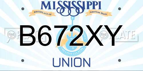 B672XY Mississippi License Plate