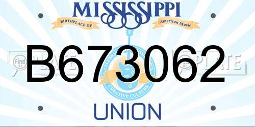 B673062 Mississippi License Plate