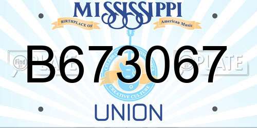 B673067 Mississippi License Plate