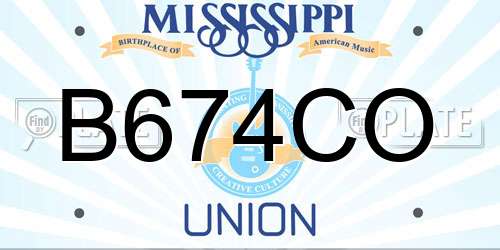 B674CO Mississippi License Plate