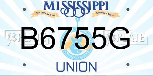B6755G Mississippi License Plate