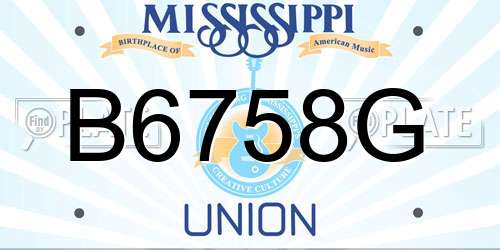 B6758G Mississippi License Plate