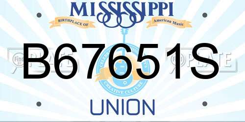 B67651S Mississippi License Plate